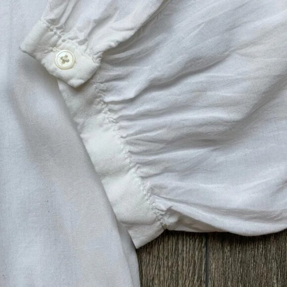 Aritzia Babaton Blouse 3/4 Length Bishop Sleeve Button Flowy White Size XS - Picture 8 of 13